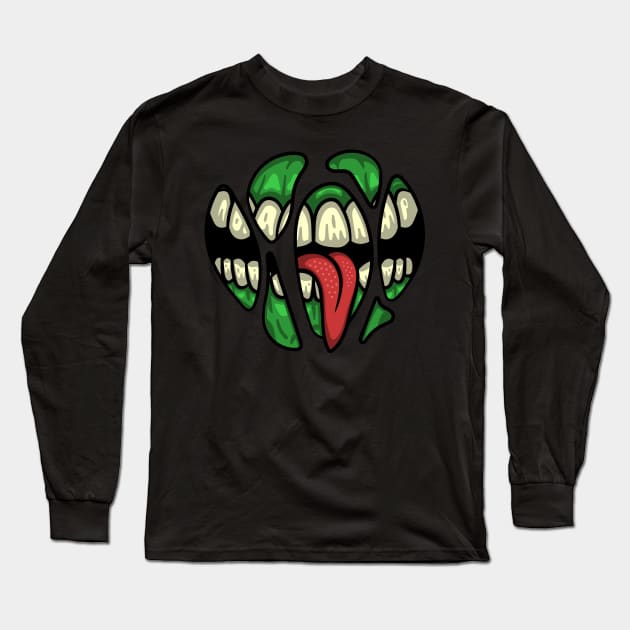 Ripped Monster Mouth Long Sleeve T-Shirt by Drippn